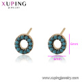 94999 xuping new gold earring models vogue letter o 18k gold stud earring with precious blue turquoise jewelry